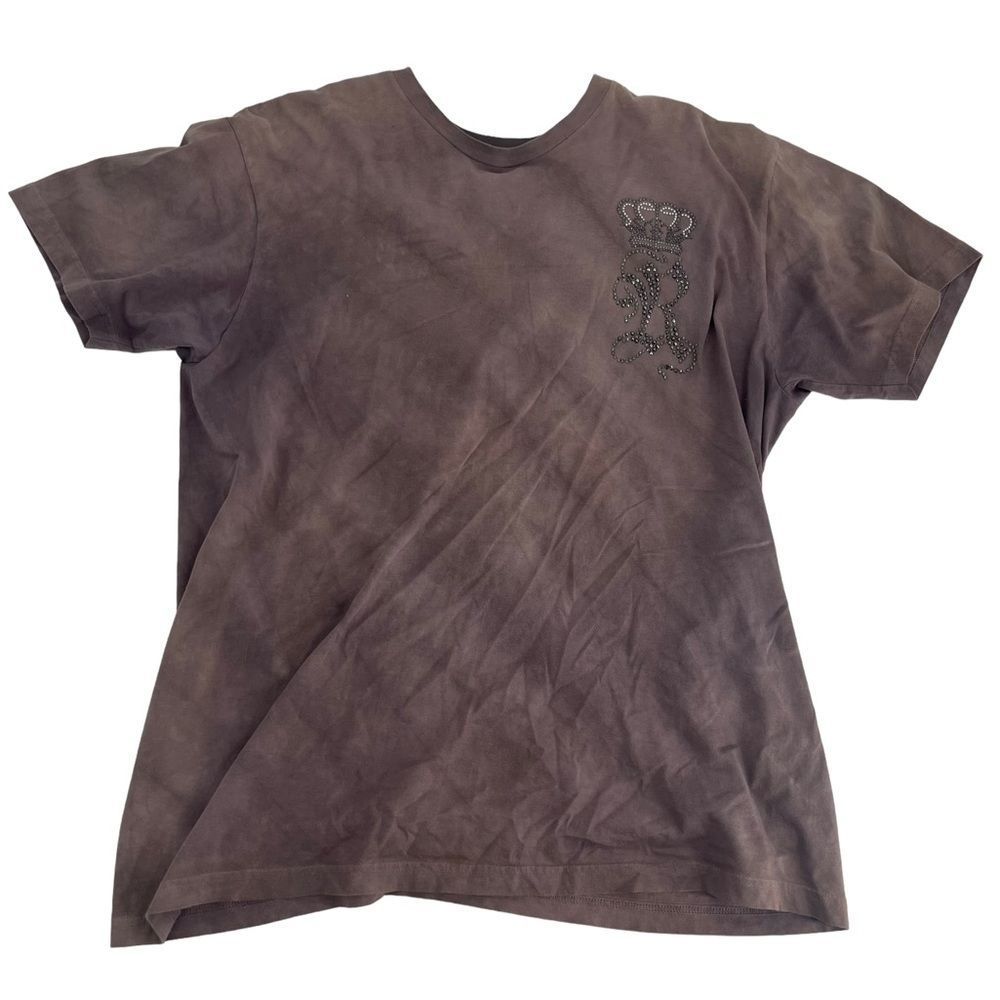 Vintage Rawyalty Shirt Mens‎ XL Brown Y2K Cybergoth Crystal Affliction Punk Glam